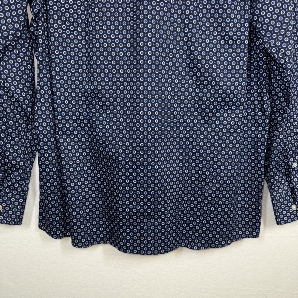 Hart Schaffner Marx Comfort Stretch Button Up Shirt Cotton Size M Blue Circles - Picture 9 of 13